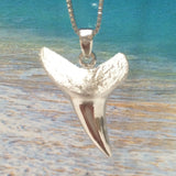 Unique Hawaiian 3D Solid Shark Teeth Necklace and Earring, Sterling Silver Shark Teeth Pendant, N6108S Birthday Mom Gift