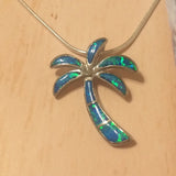 Gorgeous Hawaiian Large Opal Palm Tree Anklet or Bracelet, Sterling Silver Blue Opal Palm Tree Charm Bracelet, A6014 Birthday Valentine Gift