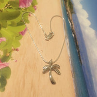 Pretty Hawaiian Palm Tree Anklet or Bracelet, Sterling Silver Palm Tree Charm Bracelet, A6123 Birthday Mom Wife Valentine Gift