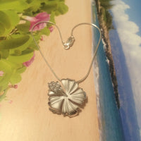 Beautiful Hawaiian Large Hibiscus Anklet or Bracelet, Official Hawaii State Flower, Sterling Silver Hibiscus CZ Charm Bracelet, A6134