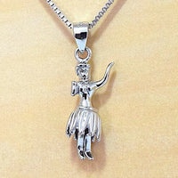 Unique Hawaiian 3D Hula Dancer Necklace, Sterling Silver 3D Hula Girl Charm Pendant, Movable Legs, N2015 Birthday Valentine Mom Girl Gift