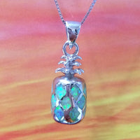 Unique Hawaiian 3D Opal Pineapple Necklace, Sterling Silver Opal Pineapple Pendant, N2820 Valentine Birthday Wife Mom Gift, Statement PC