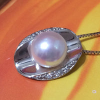 Unique Hawaiian Genuine White Pearl Necklace, Sterling Silver White Pearl CZ Pendant, N2786 Valentine Birthday Mom Gift