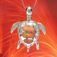 Unique Gorgeous Hawaiian X-Large Pink Opal Sea Turtle Necklace, Sterling Silver Opal Turtle Pendant N2828 Birthday Mom Gift, Statement PC