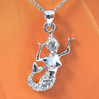 Unique Hawaiian Mermaid Necklace and Earring, Sterling Silver Dancing Mermaid Charm Pendant, N2008S Birthday Valentine Mom Girl Gift