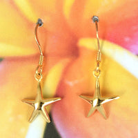 Pretty Hawaiian Starfish Earring, Sterling Silver Yellow-Gold Plated Star Fish Dangle Earring, E4418 Birthday Mom Wife Valentine Gift
