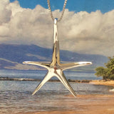 Beautiful Hawaiian Large Starfish Necklace, Sterling Silver Star Fish Pendant, N6004 Birthday Valentine Wife Mom Gift, Island Jewelry
