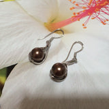 Stunning Chocolate Shell Pearl Earring, Sterling Silver Shell Pearl Dangle Earring, E2959 Birthday Anniversary Mom Wife Valentine Gift