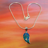 Unique Beautiful Hawaiian Blue Opal Maile Leaf Anklet or Bracelet, Sterling Silver Opal Maile Leaf Charm Bracelet A3496 Birthday Mom Gift