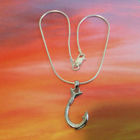 Unique Hawaiian 3D Fish Hook Anklet or Bracelet, Sterling Silver 3D Fish Hook Charm Bracelet, A2013 Birthday Mom Wife Valentine Gift