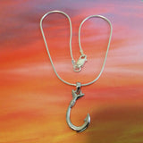 Unique Hawaiian 3D Fish Hook Anklet or Bracelet, Sterling Silver 3D Fish Hook Charm Bracelet, A2013 Birthday Mom Wife Valentine Gift