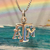 Unique Texas A & M Necklace, Sterling Silver Texas A and M Charm Pendant, N2986 Birthday Valentine Wife Mom Graduation Gift