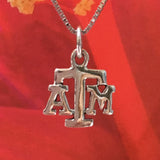 Unique Texas A & M Necklace, Sterling Silver Texas A and M Charm Pendant, N2986 Birthday Valentine Wife Mom Graduation Gift