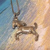 Unique Hawaiian Leaping 3D Horse Necklace, Sterling Silver 3D Horse Pendant, N2989 Birthday Valentine Mom Gift