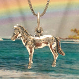 Unique Hawaiian 3D Horse Necklace, Sterling Silver 3D Horse Pendant, High Polish & Oxidized Finish, N2990 Birthday Valentine Wife Mom Gift
