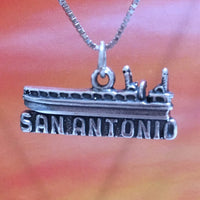 Unique San Antonio, Texas Necklace, Sterling Silver San Antonio River Boat Charm Pendant, N2995 Birthday Valentine Mom Gift, Texan Jewelry