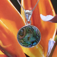 Beautiful Hawaiian Genuine Paua Shell Necklace, Sterling Silver Hawaiian Abalone MOP Pendant, N8032 Birthday Mom Valentine Gift
