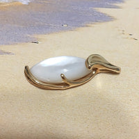 Unique Hawaiian Genuine White Mother of Pearl Pendant, 14KT Solid Yellow-Gold White Mother of Pearl Slide, P5152 Birthday Valentine Mom Gift