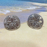 Beautiful Hawaiian Sand Dollar Earring, Sterling Silver Sand Dollar Stud Earring, E4144B Valentine Birthday Mom Gift, Island Jewelry