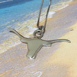 Beautiful Texas Longhorn Necklace, Sterling Silver Longhorn Pendant, N2984 Birthday Valentine Wife Mom Gift, Texan Jewelry