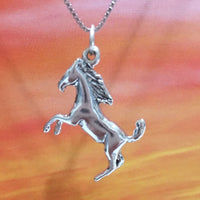 Unique Hawaiian Leaping 3D Horse Necklace, Sterling Silver 3D Horse Pendant, N2989 Birthday Valentine Mom Gift