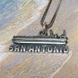 Unique San Antonio, Texas Necklace, Sterling Silver San Antonio River Boat Charm Pendant, N2995 Birthday Valentine Mom Gift, Texan Jewelry