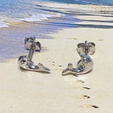Pretty Hawaiian Dolphin Earring, Sterling Silver Dolphin Stud Earring, E4007 Birthday Wife Mom Girl Valentine Gift, Island Jewelry