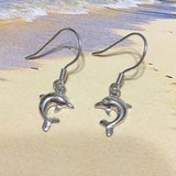 Pretty Hawaiian Dolphin Earring, Sterling Silver Dolphin Dangle Earring, E4008 Birthday Wife Mom Girl Valentine Gift, Island Jewelry