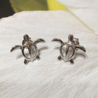 Beautiful Hawaiian Sea Turtle Earring, Sterling Silver Turtle Petroglyph Honu Stud Earring, E4009 Birthday Wife Mom Valentine Gift