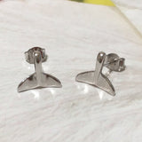 Pretty Hawaiian Whale Tail Earring, Sterling Silver Whale Tail Stud Earring, E4015 Birthday Wife Mom Girl Valentine Gift, Island Jewelry