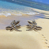 Unique Hawaiian Dragonfly Earring, Sterling Silver Dragonfly Stud Earring, E4111 Birthday Wife Mom Girl Valentine Gift, Island Jewelry