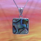 Unique Beautiful Hawaiian Genuine Abalone Paua Shell Necklace, Sterling Silver Abalone MOP Pendant N8030 Birthday Mom Wife Gift