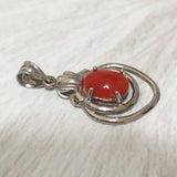 Beautiful Hawaiian Large Genuine Red Coral Pendant, 14KT Solid White-Gold Red Coral Pendant, P5327 Valentine Birthday Gift, Statement PC