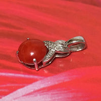 Unique Hawaiian Genuine Red Coral Pendant, 14KT Solid White-Gold Red Coral Diamond Pendant, P5338 Valentine Birthday Mom Wife Gift