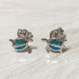 Pretty Small Hawaiian Blue Opal Sea Turtle Earring, Sterling Silver Blue Opal Turtle Stud Earring, E4013 Birthday Mom Girl Valentine Gift