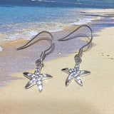 Beautiful Hawaiian Starfish Earring, Sterling Silver Star Fish CZ Dangle Earring, E4018 Birthday Mom Girl Valentine Gift, Island Jewelry