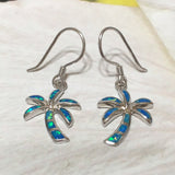 Beautiful Hawaiian Blue Opal Palm Tree Earring, Sterling Silver Blue Opal Palm Tree Dangle Earring E4054 Birthday Mom Valentine Gift