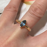 Beautiful Hawaiian Genuine Blue Topaz Ring, 14KT Solid Yellow-Gold Blue Topaz Marquise-Cut Ring, R1462 Birthday Valentine Gift, Statement PC