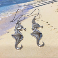 Unique Hawaiian Large Seahorse Earring, Sterling Silver Sea Horse Dangle Earring, E4155A Birthday Wife Mom Valentine Gift, Island Jewelry