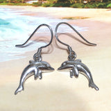 Unique Beautiful Hawaiian Dolphin Earring, Sterling Silver Dolphin Dangle Earring, E4114 Birthday Mom Girl Valentine Gift, Island Jewelry