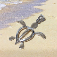 Beautiful Hawaiian Sea Turtle Necklace, Sterling Silver Honu Turtle Petroglyph Pendant, N2267 Birthday Mom Valentine Gift, Island Jewelry