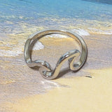 Unique Hawaiian Ocean Wave Ring, Sterling Silver Nalu Ocean Wave Ring, R2357 Birthday Valentine Anniversary Mom Gift, Island Jewelry