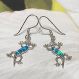 Unique Hawaiian Large Blue Opal Gecko Earring, Sterling Silver Blue Opal Gecko Dangle Earring, E4168 Birthday Mom Wife Valentine Gift