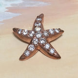 Beautiful Hawaiian Large Starfish Necklace, Sterling Silver Rose-Gold Plated Starfish CZ Pendant, N6072 Valentine Birthday Mom Gift