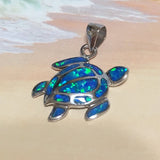 Unique Hawaiian Blue Opal Sea Turtle Necklace, Sterling Silver Blue Opal Turtle Pendant, N2115 Valentine Birthday Mom Gift, Island Jewelry