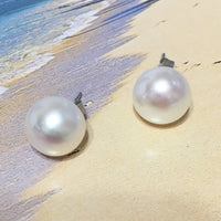 Beautiful Hawaiian Genuine White Pearl Earring, Sterling Silver 10 mm White Pearl Stud Earring E4065 Birthday Wife Mom Gift, Island Jewelry