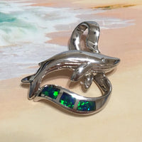 Unique Hawaiian Blue Opal Humpback Whale Necklace, Sterling Silver Blue Opal Whale CZ Eye Pendant, N2274 Birthday Mom Valentine Gift