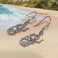 Unique Hawaiian Large Mermaid Earring, Sterling Silver Mermaid Dangle Earring, E4137A Valentine Birthday Wife Mom Gift, Island Jewelry