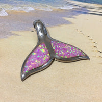 Gorgeous Unique Hawaiian Large Pink Opal Whale Tail Necklace, Sterling Silver Pink Opal Whale Tail Pendant, N2688 Birthday Mom Gift