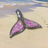 Gorgeous Unique Hawaiian Large Pink Opal Whale Tail Necklace, Sterling Silver Pink Opal Whale Tail Pendant, N2688 Birthday Mom Gift